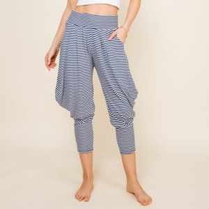 Kooniez Pants - Navy Blue Stripe Waffle Knit